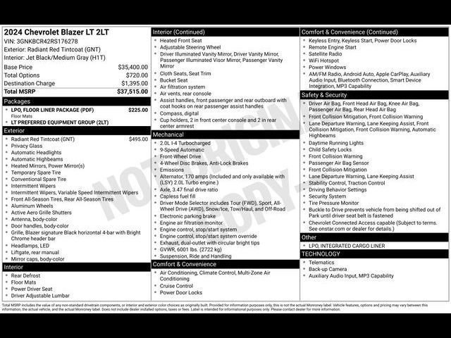 Used 2024 Chevrolet Blazer LT w/ LPO, Floor Liner Package image 41