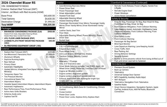New 2026 Chevrolet Blazer RS w/ Enhanced Convenience Package FWD image 39