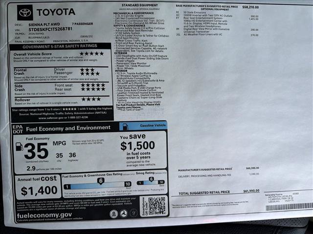 New 2026 Toyota Sienna Platinum AWD/4WD image 7
