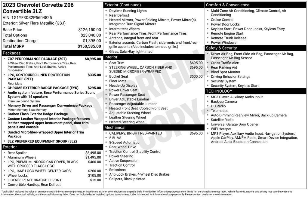 Used 2023 Chevrolet Corvette Z06 w/ Z07 Performance Package RWD image 28
