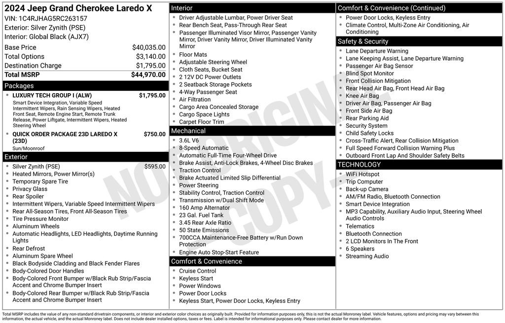 Used 2024 Jeep Grand Cherokee Laredo X w/ Luxury Tech Group I AWD/4WD image 3