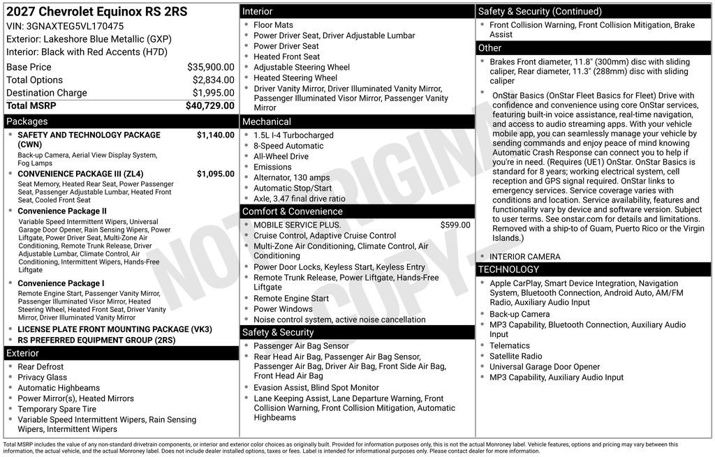 New 2027 Chevrolet Equinox RS w/ Safety and Technology Package AWD/4WD image 4