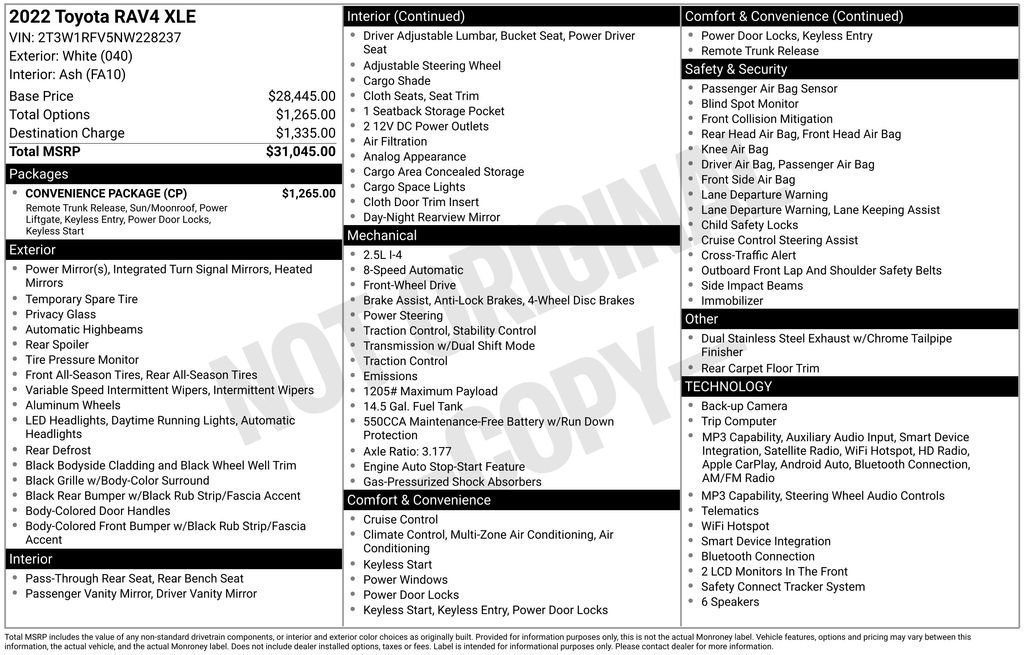 Used 2022 Toyota RAV4 XLE w/ Convenience Package FWD image 8