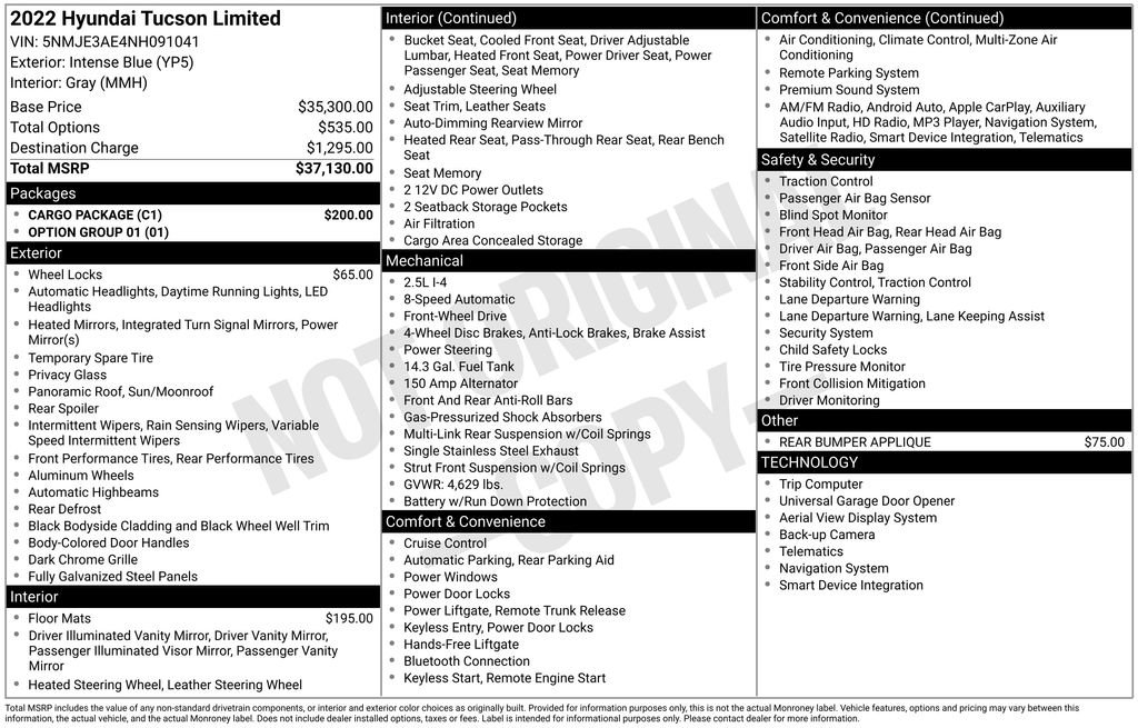 Certified 2022 Hyundai Tucson Limited w/ Cargo Package image 31