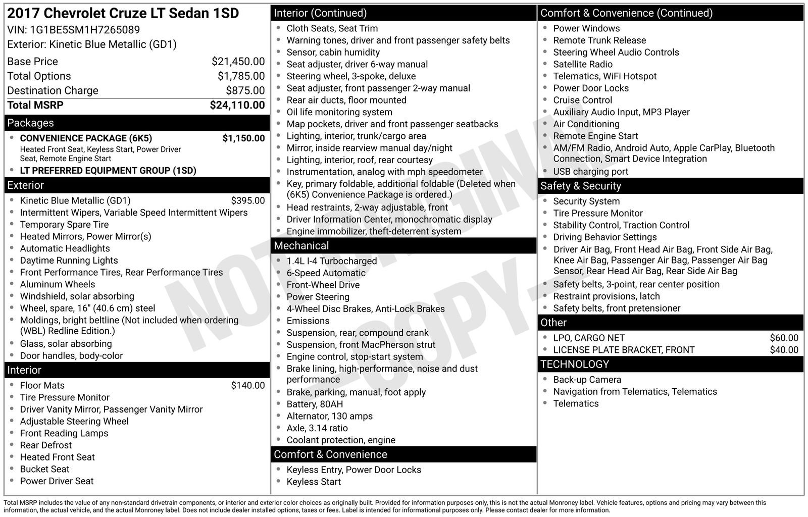 Used 2017 Chevrolet Cruze LT w/ Convenience Package image 23