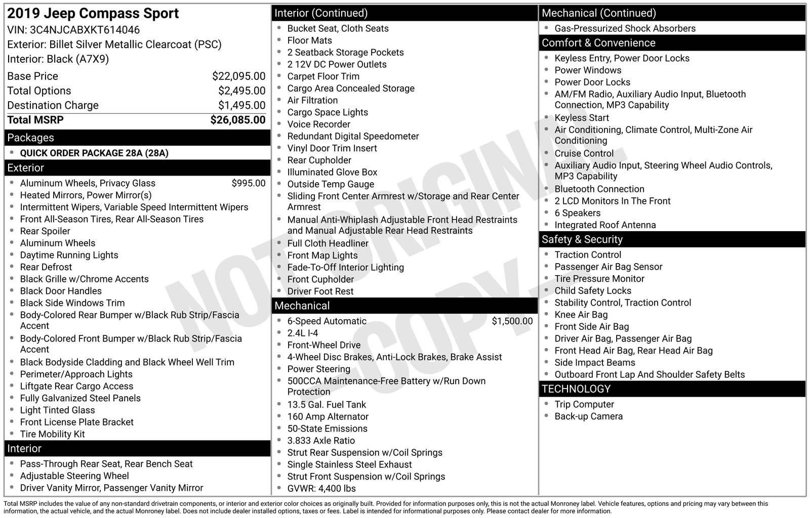 Used 2019 Jeep Compass Sport FWD image 36