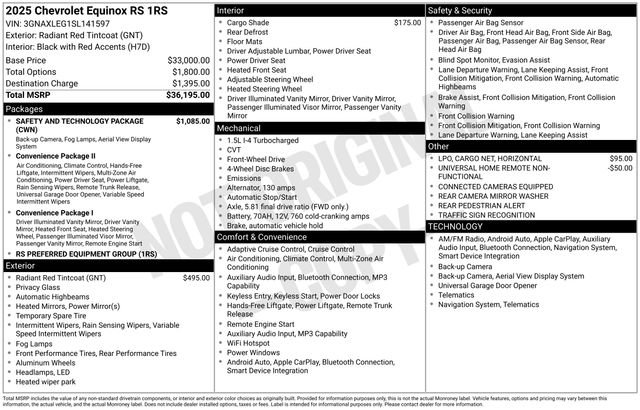 Certified 2025 Chevrolet Equinox RS w/ Safety and Technology Package FWD image 21