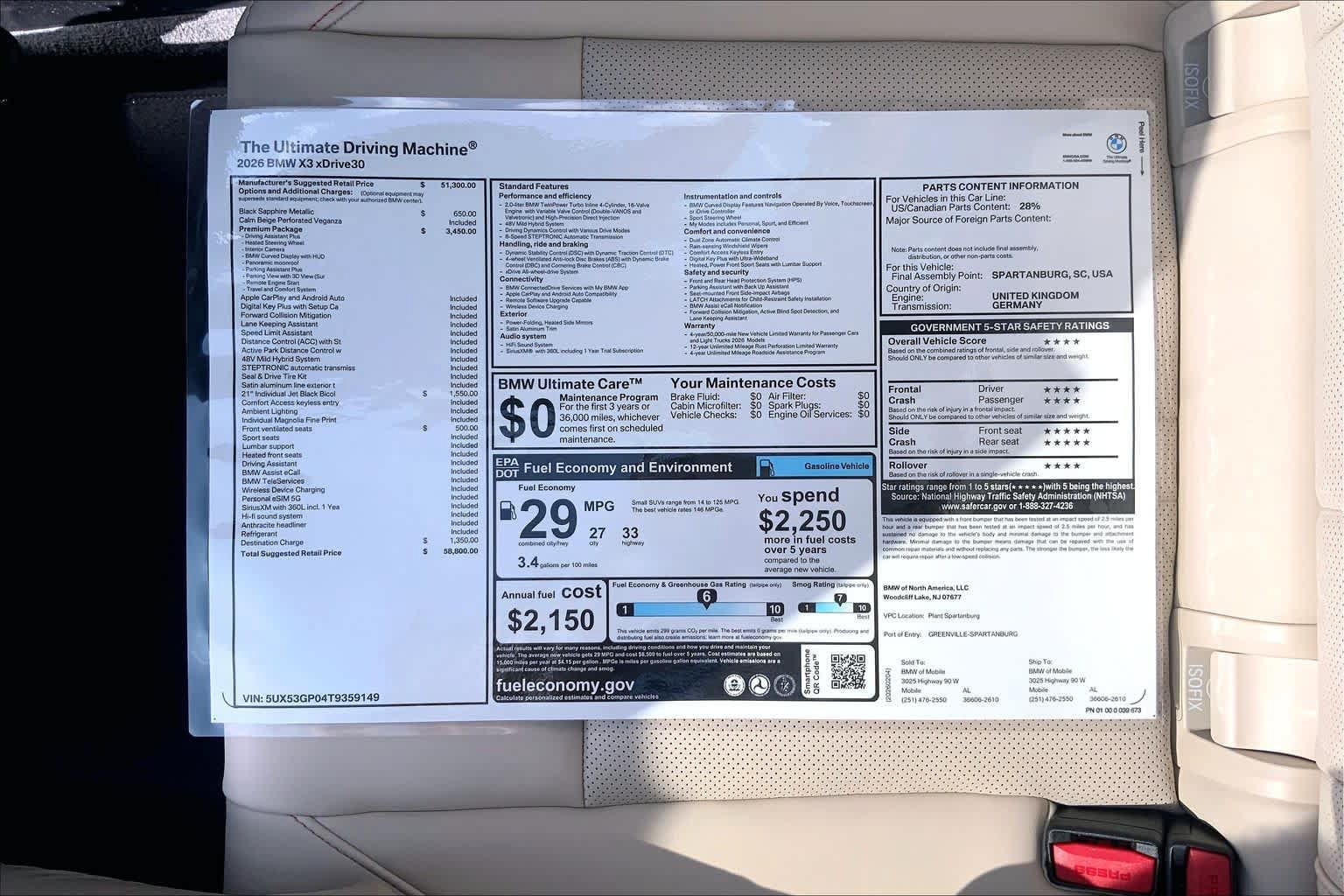 New 2026 BMW X3 xDrive30i w/ Premium Package AWD/4WD image 20