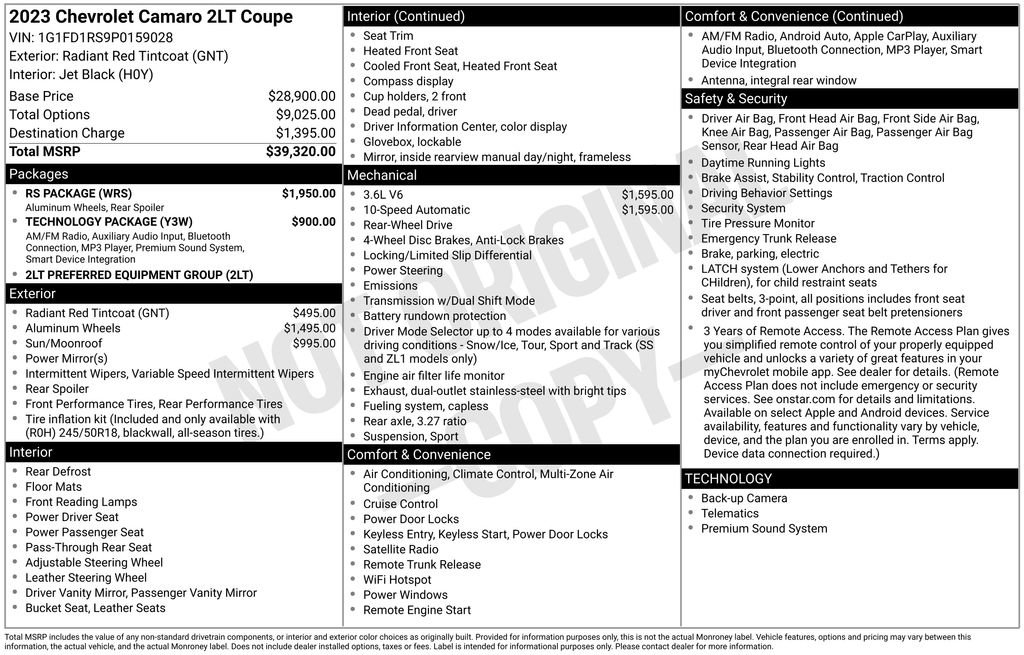 Used 2023 Chevrolet Camaro LT w/ RS Package image 27