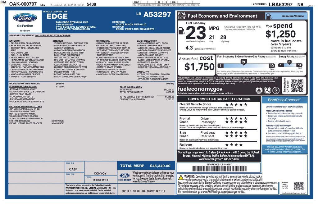 Used 2020 Ford Edge Titanium w/ Equipment Group 301A AWD/4WD image 23
