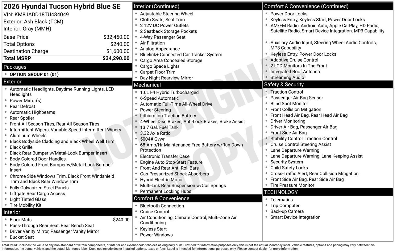 New 2026 Hyundai Tucson Blue SE AWD/4WD image 33
