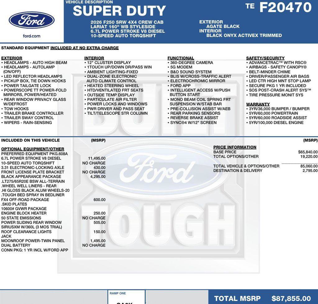 New 2026 Ford F250 Lariat w/ Black Appearance Package AWD/4WD image 2