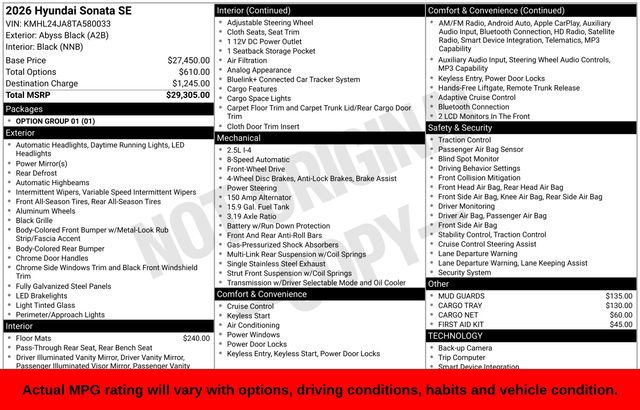 Used 2026 Hyundai Sonata SE FWD image 9