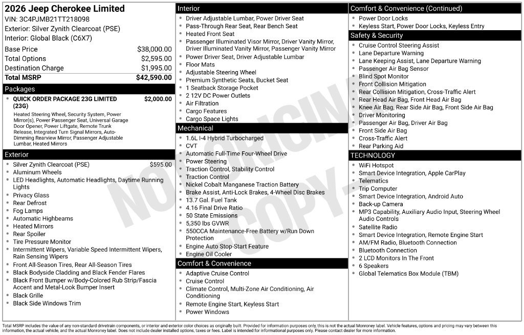 New 2026 Jeep Cherokee Limited AWD/4WD image 28