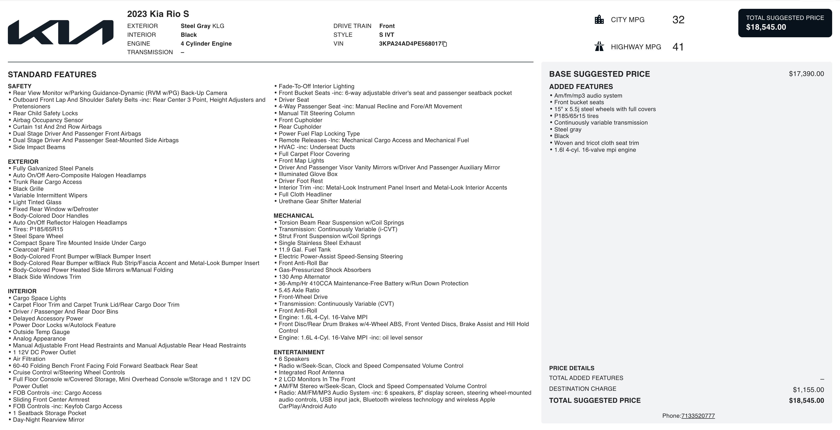 Used 2023 Kia Rio S image 5