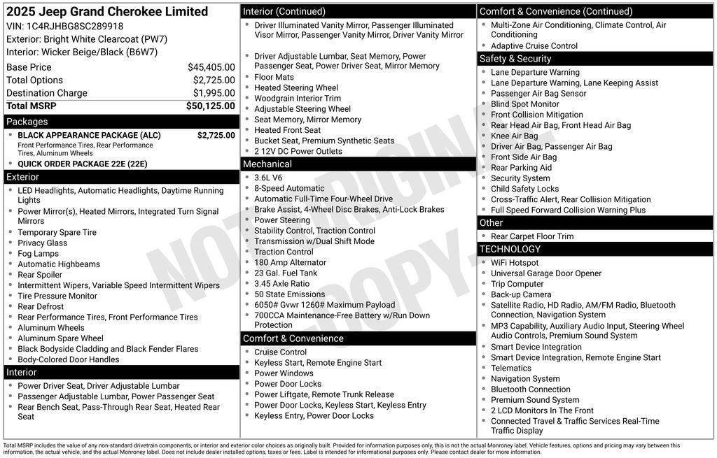 Used 2025 Jeep Grand Cherokee Limited w/ Black Appearance Package AWD/4WD image 34