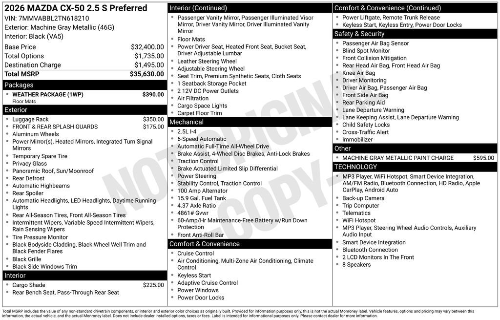 New 2026 MAZDA CX-50 AWD 2.5 S w/ Weather Package image 6