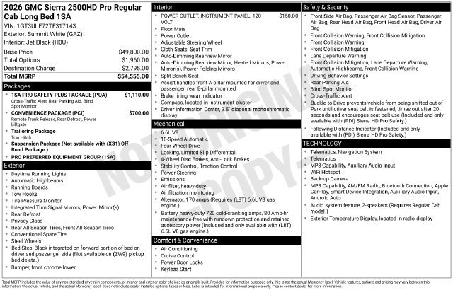 New 2026 GMC Sierra 2500 Pro w/ 1SA Pro Safety Plus Package AWD/4WD image 29