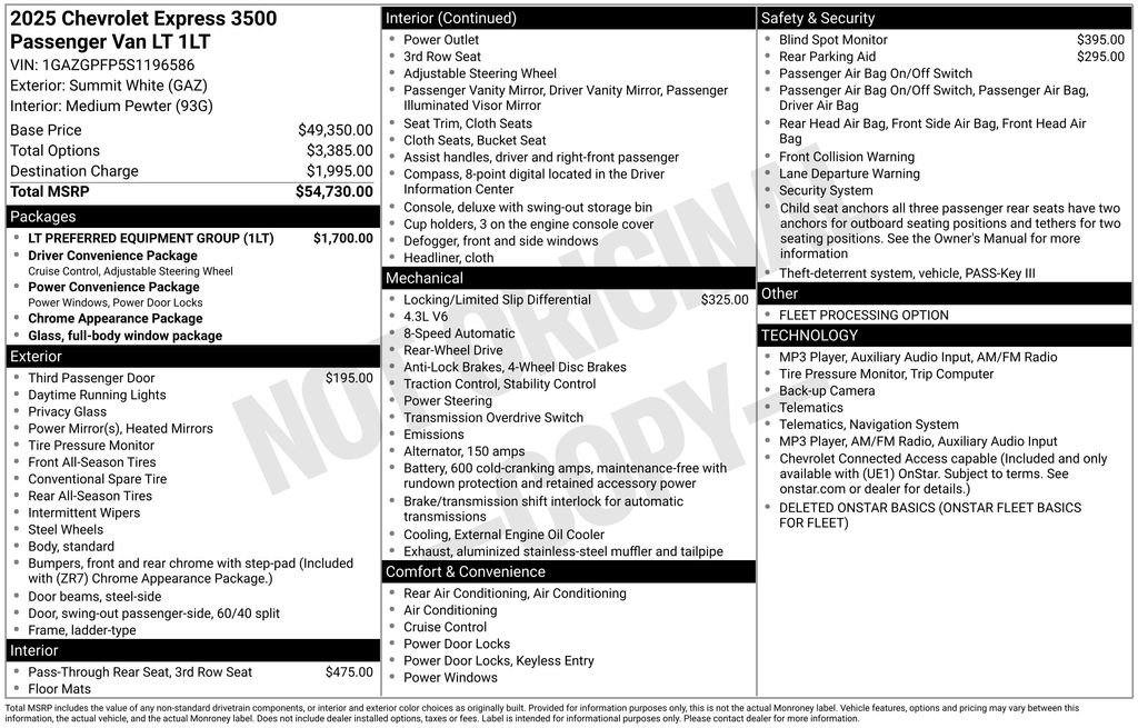 Used 2025 Chevrolet Express 3500 LT w/ LT Preferred Equipment Group RWD image 31