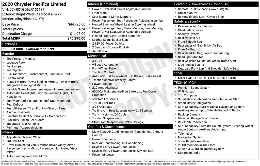 Used 2020 Chrysler Pacifica Limited FWD image 5