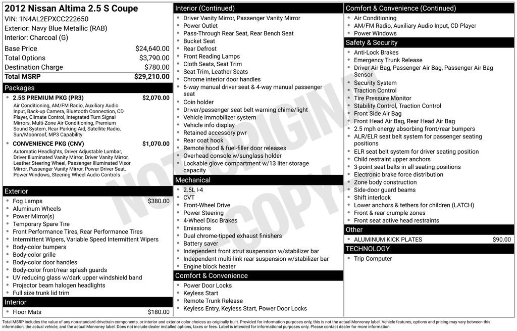 Used 2012 Nissan Altima 2.5 S w/ 2.5S Premium Pkg image 2