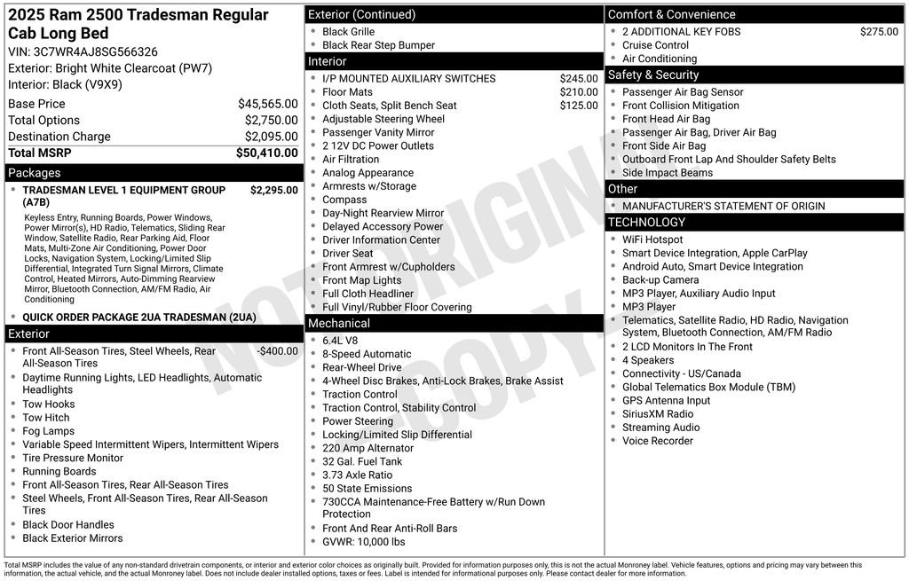 New 2025 RAM 2500 Tradesman RWD image 7