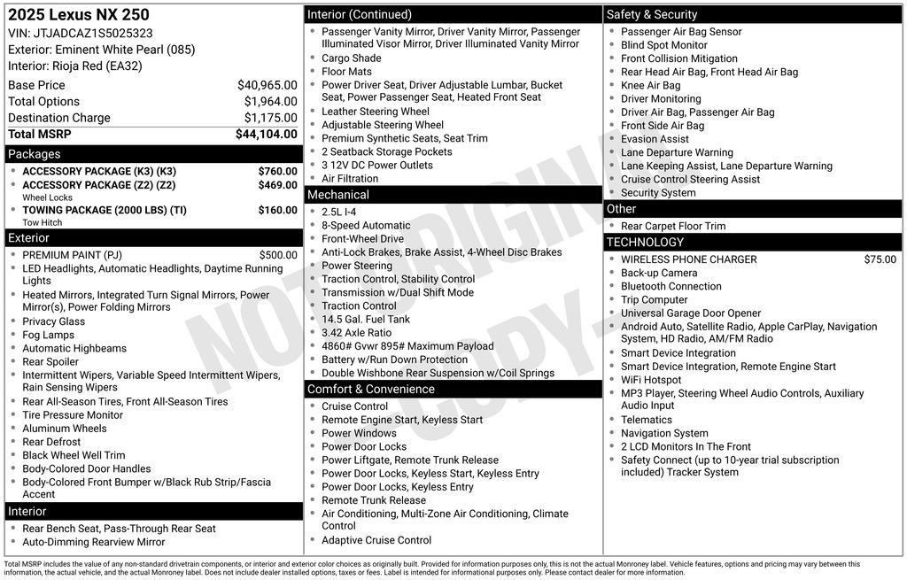 Used 2025 Lexus NX 250 FWD w/ Accessory Package (K3) image 9