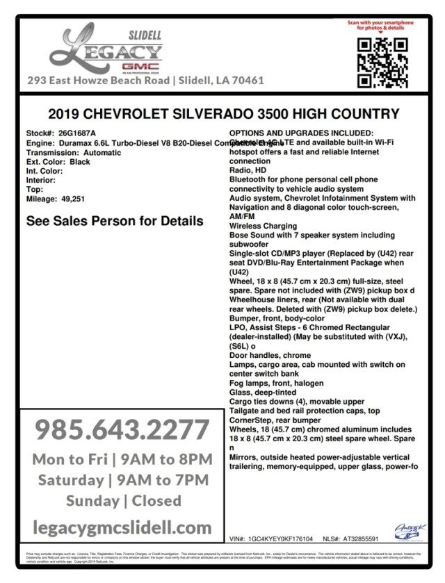 Used 2019 Chevrolet Silverado 3500 High Country w/ Duramax Plus Package AWD/4WD image 21