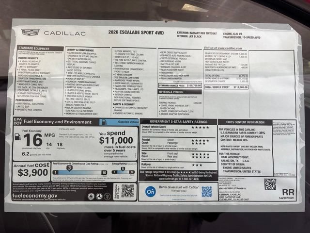 New 2026 Cadillac Escalade Sport w/ Touring Package AWD/4WD image 15