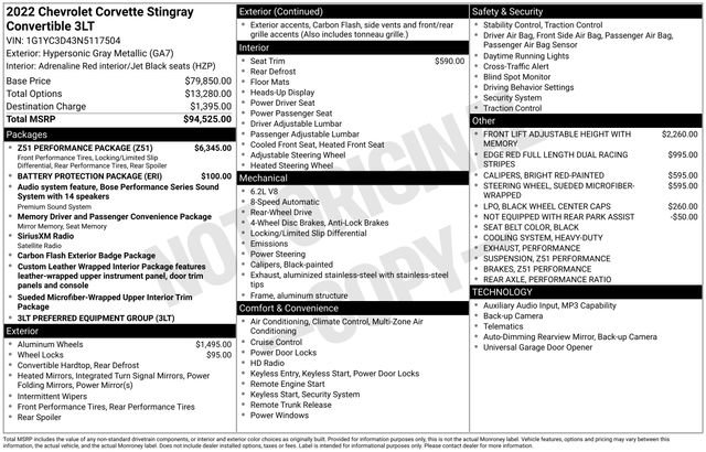 Used 2022 Chevrolet Corvette Stingray Premium Conv w/ Z51 Performance Package RWD image 9
