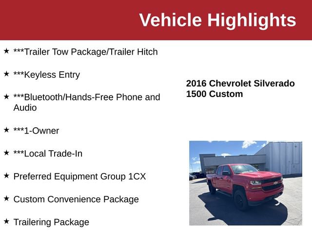 Used 2016 Chevrolet Silverado 1500 Custom w/ Custom Convenience Package AWD/4WD image 10