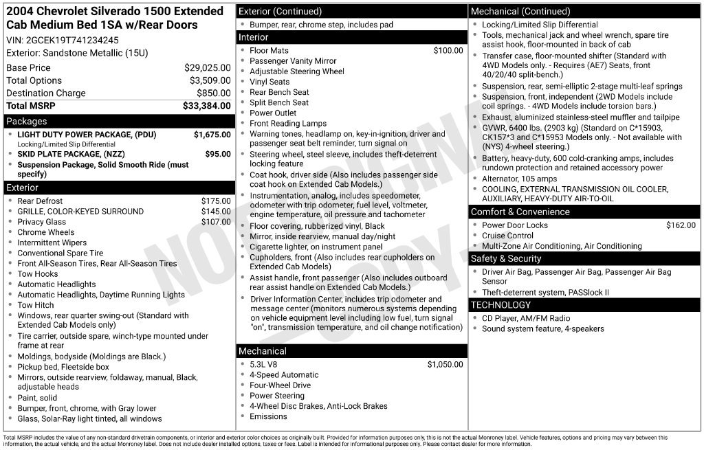 Used 2004 Chevrolet Silverado 1500 4x4 Extended Cab w/ Light Duty Power Package image 6