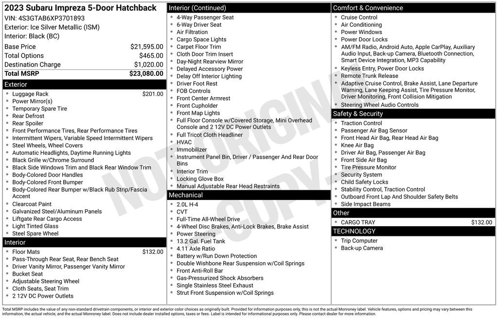 Used 2023 Subaru Impreza 2.0i image 17