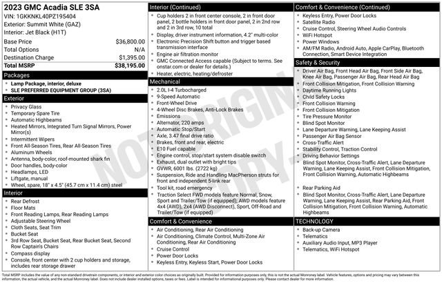 Used 2023 GMC Acadia SLE image 62