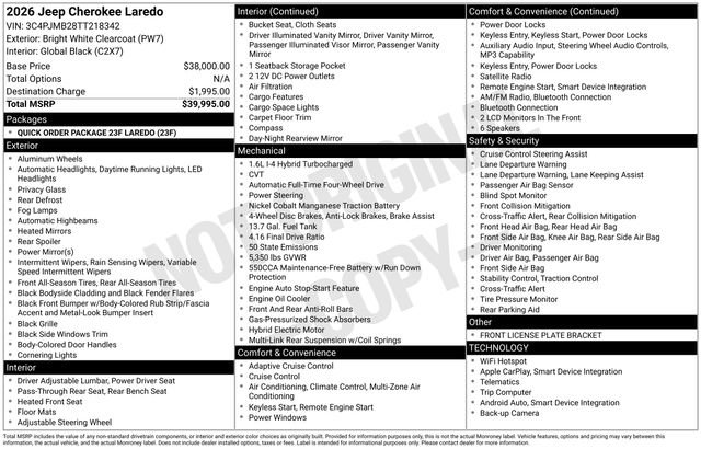 New 2026 Jeep Cherokee Laredo AWD/4WD image 24