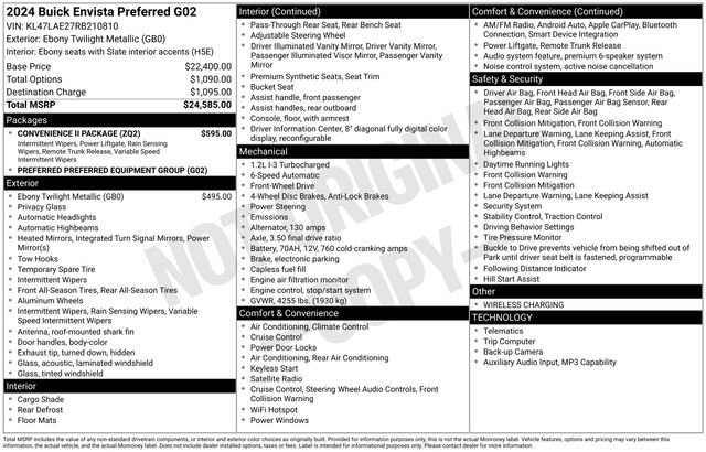 Certified 2024 Buick Envista Preferred w/ Convenience II Package FWD image 27