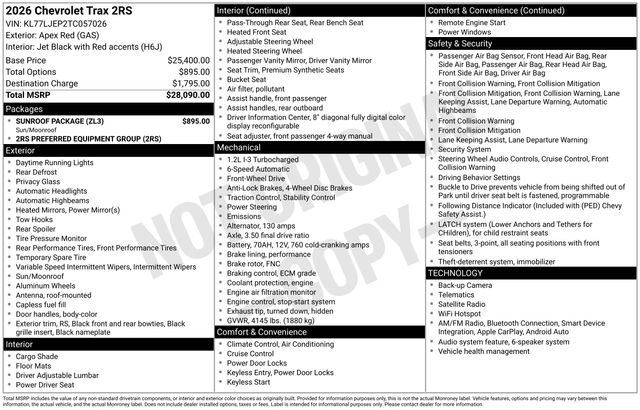 Used 2026 Chevrolet Trax RS w/ Sunroof Package FWD image 27