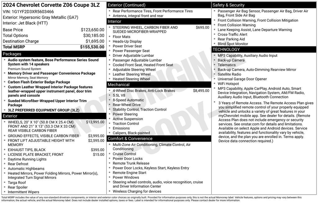 Used 2024 Chevrolet Corvette Z06 RWD image 6