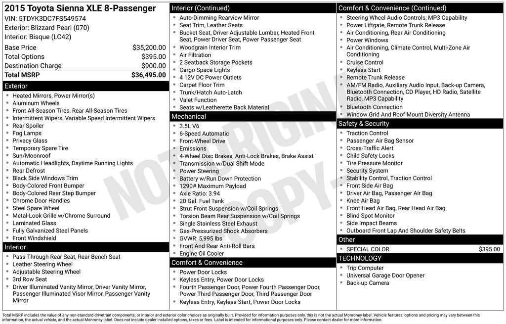 Used 2015 Toyota Sienna XLE FWD image 10