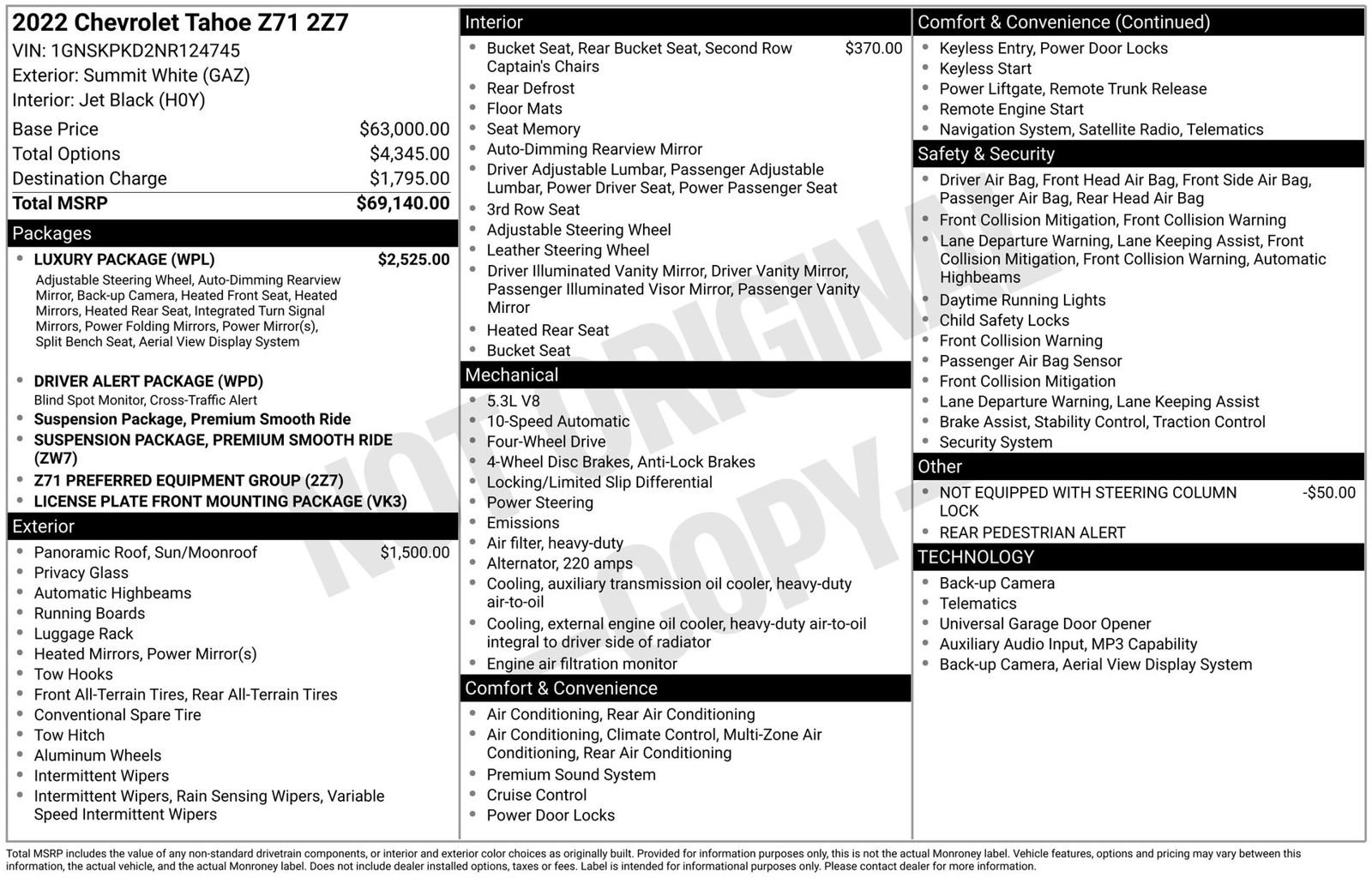 Used 2022 Chevrolet Tahoe Z71 w/ Luxury Package AWD/4WD image 4