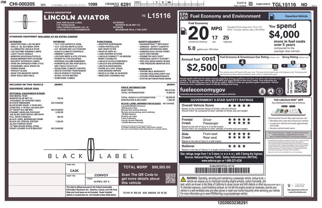 New 2026 Lincoln Aviator Black Label AWD/4WD image 2
