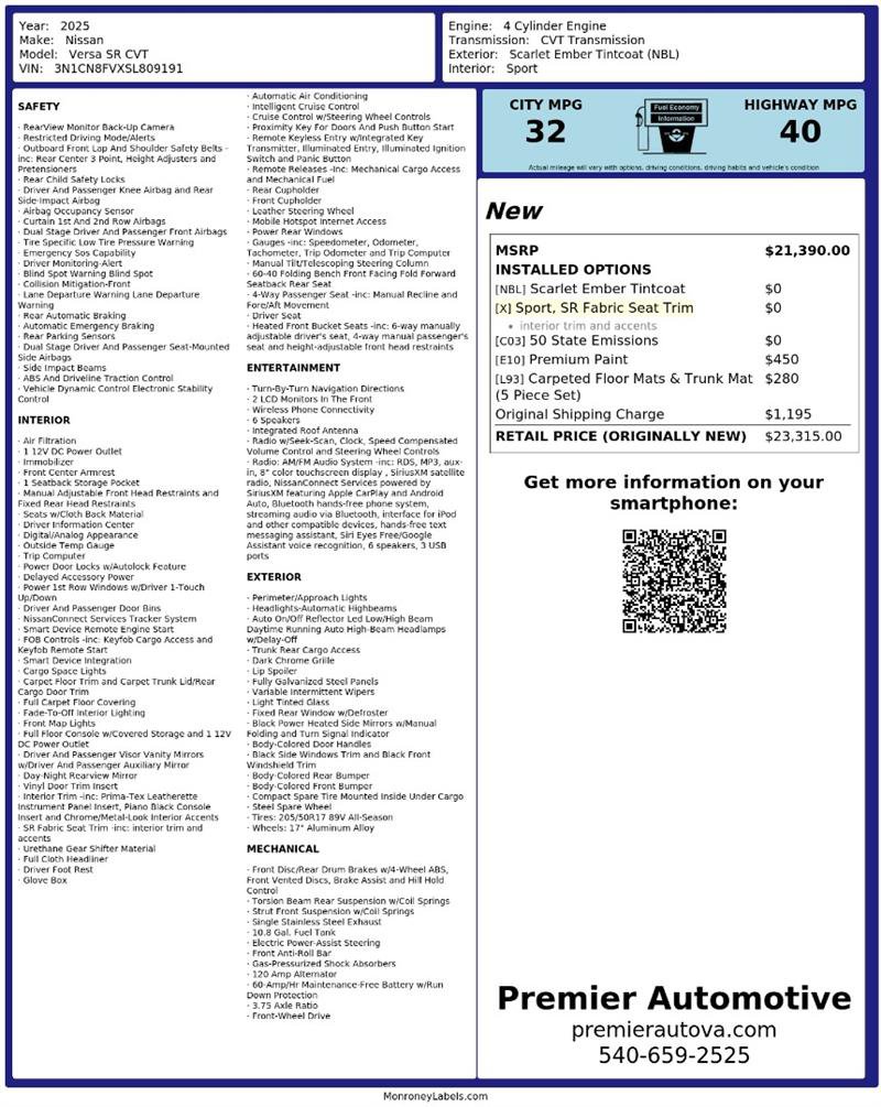 Used 2025 Nissan Versa SR FWD image 2