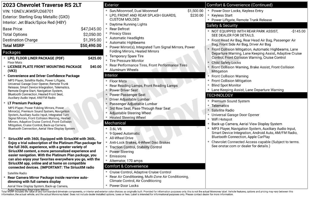 Certified 2023 Chevrolet Traverse RS w/ LPO, Floor Liner Package AWD/4WD image 33