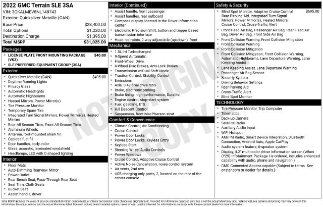 Used 2022 GMC Terrain SLE FWD image 7