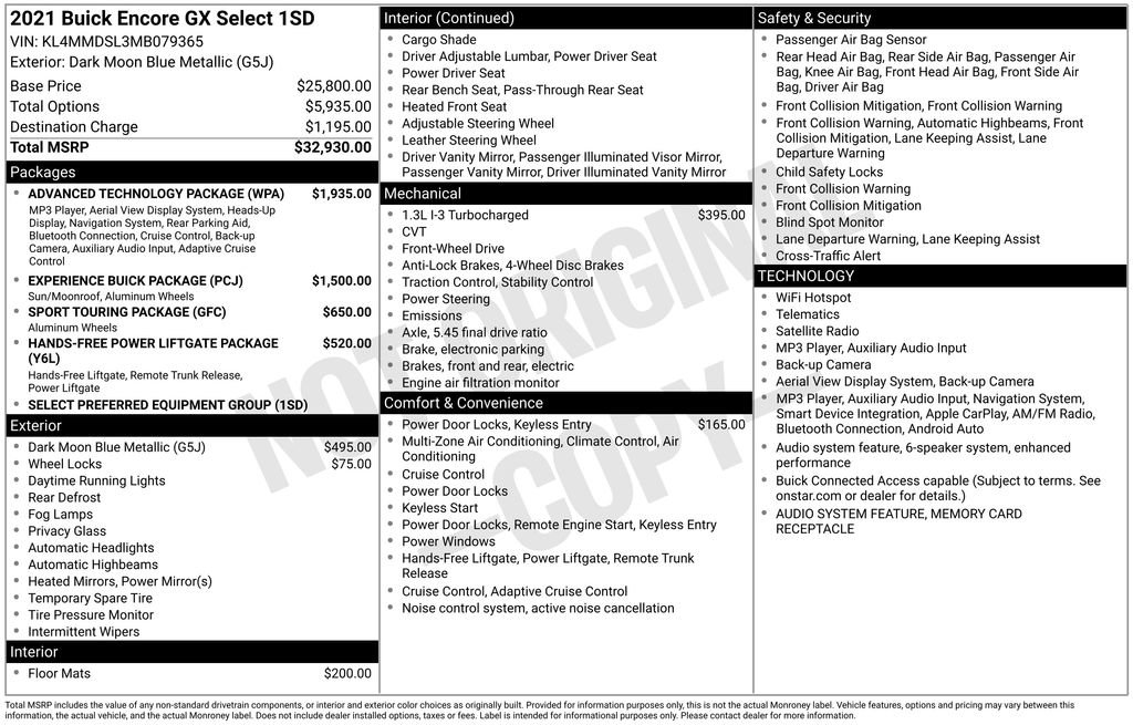 Used 2021 Buick Encore GX Select w/ Advanced Technology Package FWD image 10