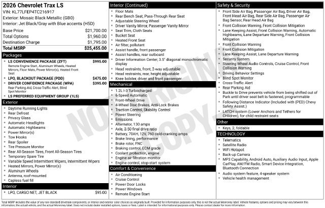 New 2026 Chevrolet Trax LS w/ LS Convenience Package FWD image 29