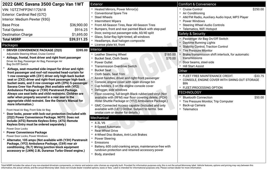 Used 2022 GMC Savana 3500 Extended w/ Driver Convenience Package RWD image 35