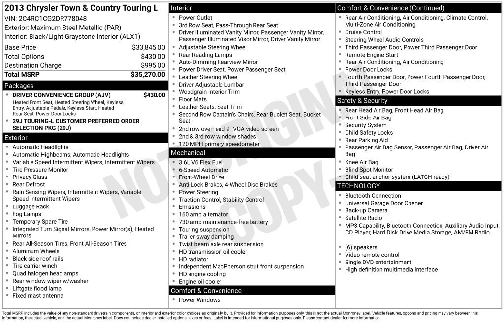 Used 2013 Chrysler Town & Country Touring-L w/ Driver Convenience Group FWD image 2