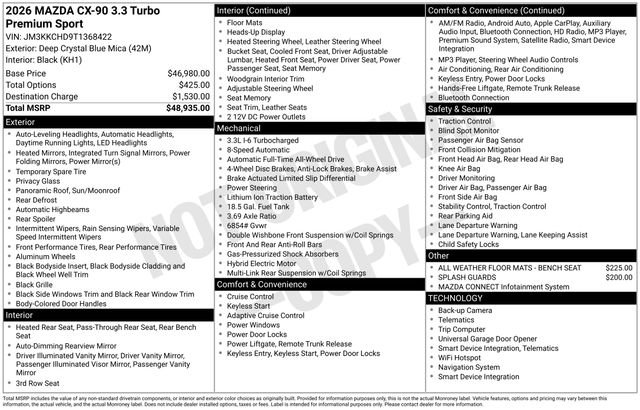 New 2026 MAZDA CX-90 3.3 Turbo w/ Premium Sport Pkg image 4