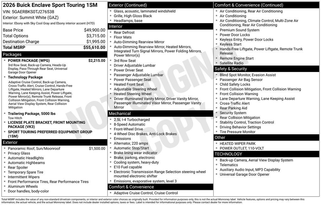 New 2026 Buick Enclave Sport Touring w/ Power Package FWD image 6